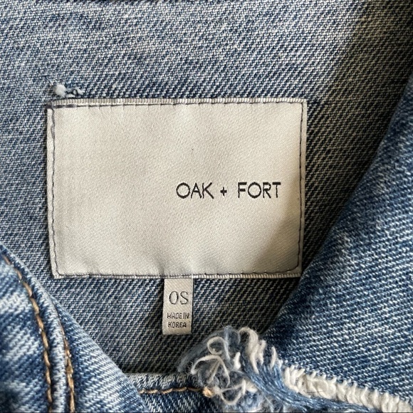 Oak + Fort Vest Denim Jean Oversized Distressed One Size OS - Picture 4 of 10